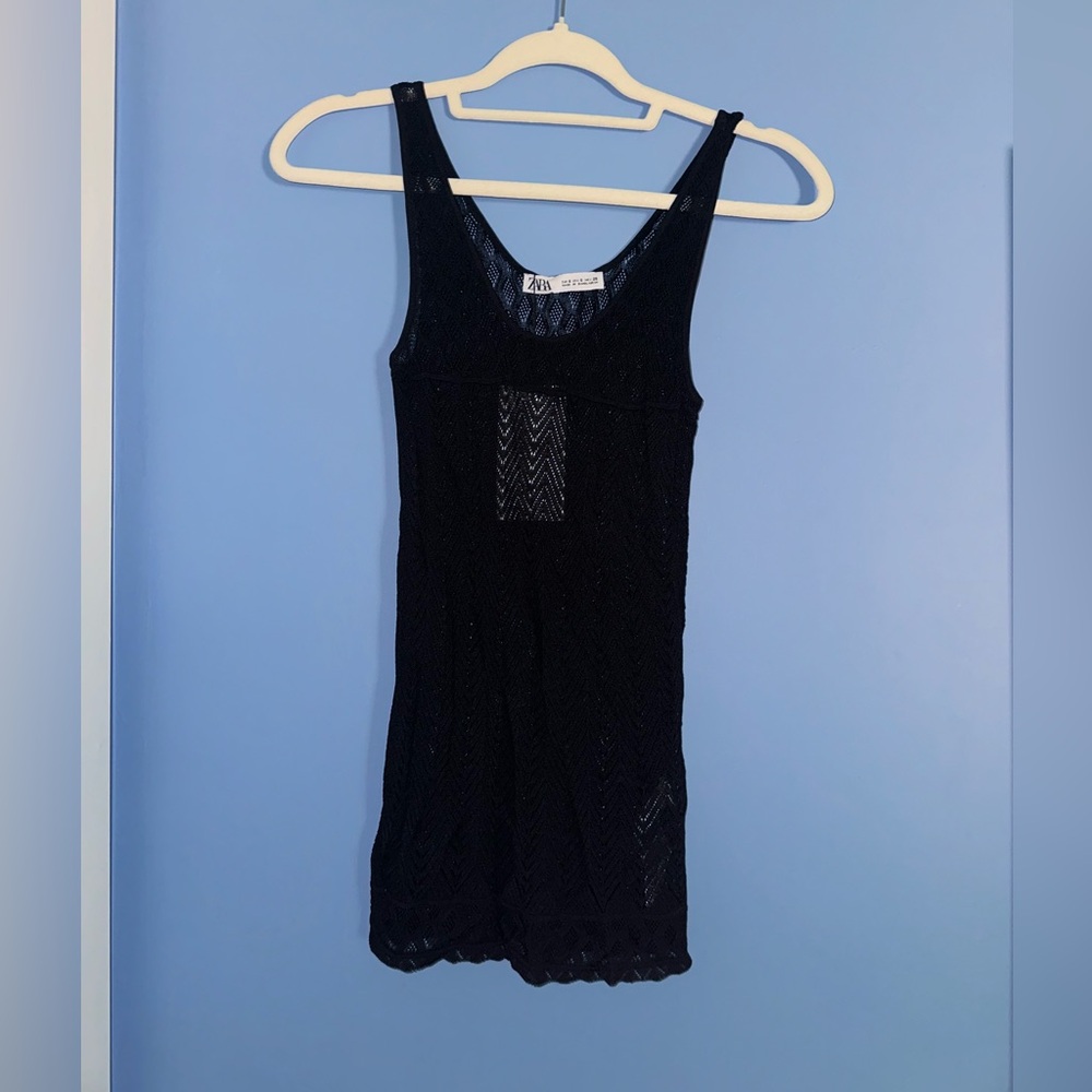 NWT Zara Black Mesh Long Tank Too - Trendy & Chic